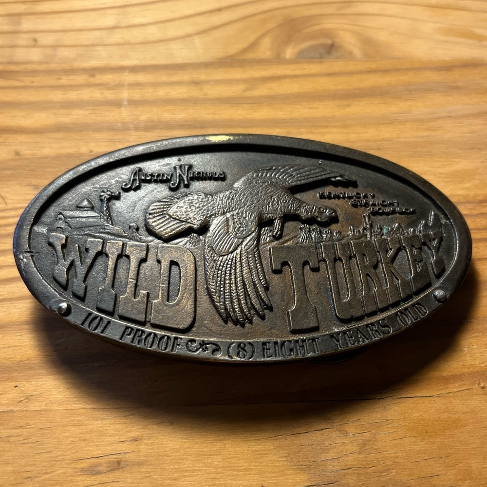 Vintage Austin Nichols Wild Turkey Oval Belt Buckle 1974 Bergamot Brass Works